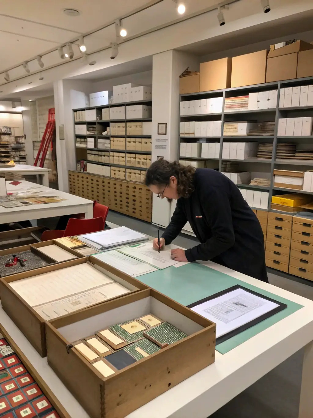 A photograph of CEPPIA volunteers carefully cataloging and archiving newly acquired photographic materials, demonstrating the meticulous work involved in preserving photographic heritage.